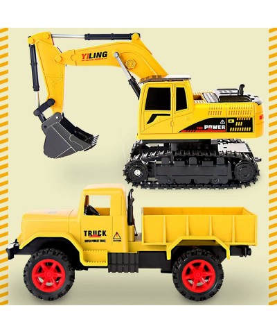 Remote Control Excavator & Dump Truck Toy for Kids(Set of 2) with Lights and Sounds Construction Vehicles RC Trucks Toys for ...