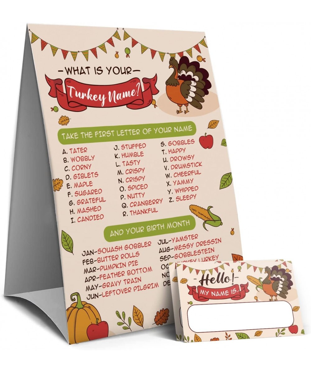 Thanksgiving Games Sign - What's Your Turkey Name Game Thanksgiving Games and Activities for Family Fall Party Games（3C） $26....