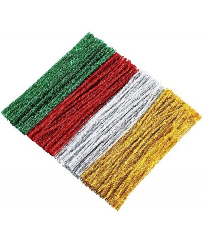 400 Pieces Christmas pipe Cleaners Craft Pipe Cleaners Glitter Chenille Stems Creative Arts Chenille Stems for DIY Craft Chri...