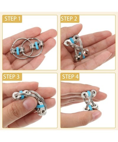 9 Pieces Bike Chain Fidget Toy for Adults Teens Flippy Chain Fidget Toy for ADHD Pressure Anxiety Relief Finger Toys for Work...