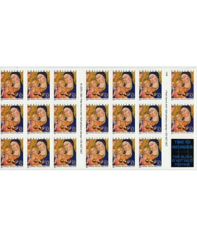 US Stamp 1997 32c Christmas Madonna & Child Booklet of 20 Stamps 3176a $24.92 Collectible Postage Stamps