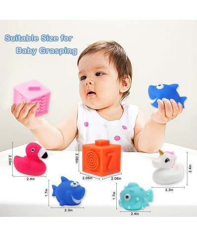 Baby Blocks 16 PCS Baby Soft Building Blocks Stacking Blocks with Shark Animals and Number Educational Montessori Toys for Ba...