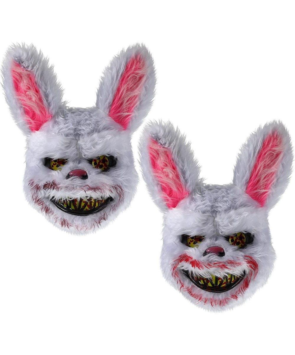 2 Pcs Halloween Scary Mask Plush Bloody Rabbit Bunny Mask Horror Creepy Animal Head Mask for Halloween Party Masquerade Cospl...