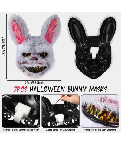 2 Pcs Halloween Scary Mask Plush Bloody Rabbit Bunny Mask Horror Creepy Animal Head Mask for Halloween Party Masquerade Cospl...