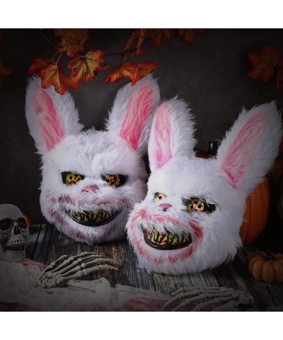 2 Pcs Halloween Scary Mask Plush Bloody Rabbit Bunny Mask Horror Creepy Animal Head Mask for Halloween Party Masquerade Cospl...