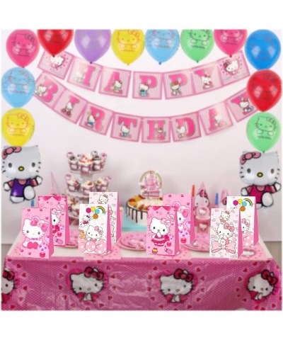 12 Pcs Kitty Birthday Decorations Cute Pink Party Favor Gift Bag Candy Bags for Kids Birthday Party Supplies $24.86 Kids' Par...