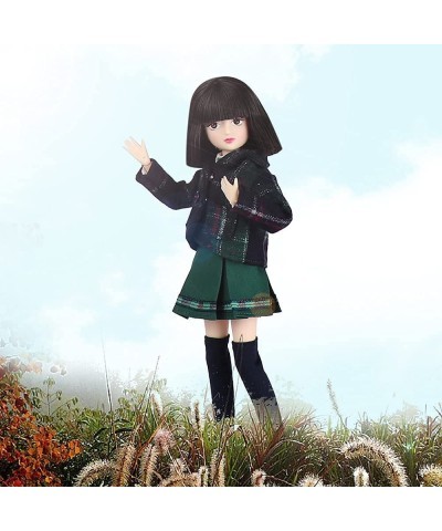 10 inch 1/6 Scale Student Series Ball Jointed Doll with Black Hair Wearing British Style School Uniform Socks Shoes 18 Flexib...