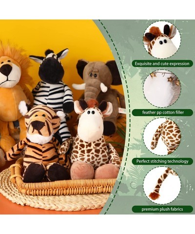 12 Pieces Safari Stuffed Animals 11.8 Inch Jungle Animal Toys Set Boys Girls Plush Forest Animals Lion Elephant Zebra Giraffe...