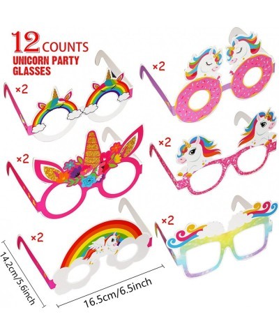 12 Pcs Unicorn Party Favors Valentines Unicorn Rainbow Birthday Glasses Decorations Unicorn Paper Eyeglasses Valentine's Day ...