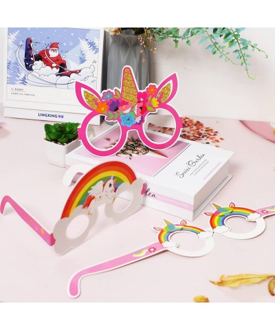 12 Pcs Unicorn Party Favors Valentines Unicorn Rainbow Birthday Glasses Decorations Unicorn Paper Eyeglasses Valentine's Day ...