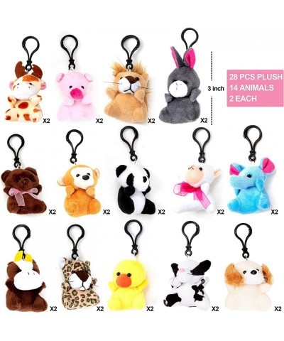 28 Pack Valentines Day Gifts Cards for Kids with Animal Plush Toy Key Chain Stress Relief Fidget Toy for Valentine's Classroo...