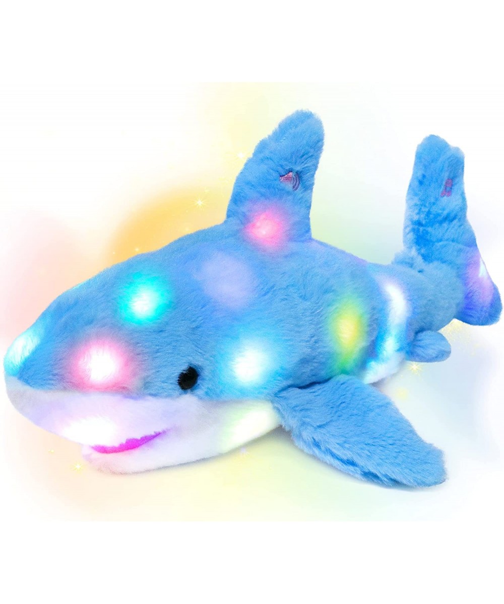 LED Plush Shark Light up Stuffed Animal Floppy Night Lights Glow in The Dark Birthday Festival for Kids Toddler Girls Blue 16...