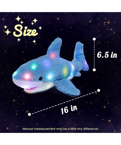 LED Plush Shark Light up Stuffed Animal Floppy Night Lights Glow in The Dark Birthday Festival for Kids Toddler Girls Blue 16...