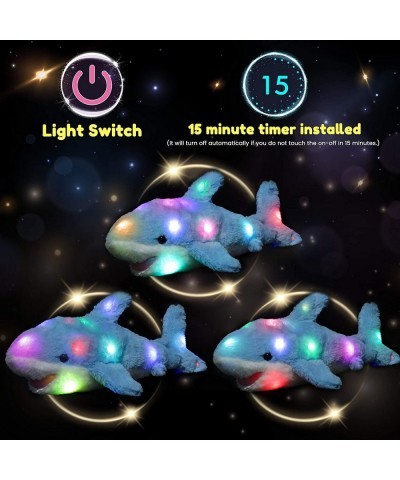 LED Plush Shark Light up Stuffed Animal Floppy Night Lights Glow in The Dark Birthday Festival for Kids Toddler Girls Blue 16...