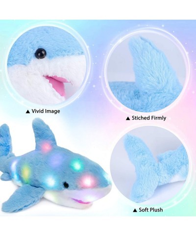 LED Plush Shark Light up Stuffed Animal Floppy Night Lights Glow in The Dark Birthday Festival for Kids Toddler Girls Blue 16...