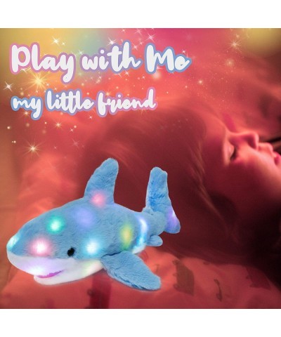 LED Plush Shark Light up Stuffed Animal Floppy Night Lights Glow in The Dark Birthday Festival for Kids Toddler Girls Blue 16...