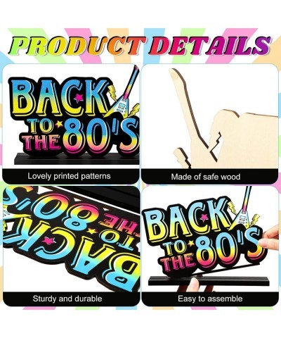 5 Pcs 80s Decorations 80s Party Favors Back to The 80s Centerpieces 1980s Retro Table Toppers 80s Table Wooden Sign for 1980s...