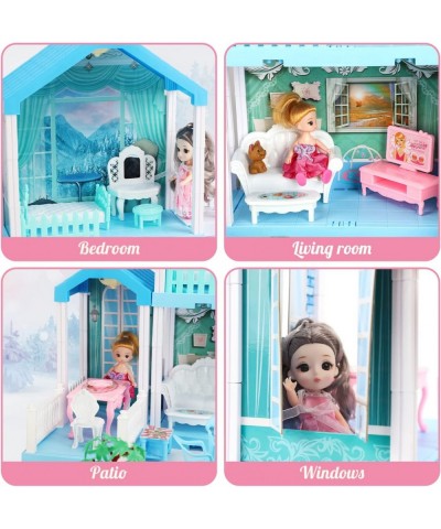 Dollhouse - Doll House 4-5 Year Old with Lights - Toddler Girls Doll House 3-5 Year Old 20" x 19" x 11" with 2 Dolls 3 Prince...