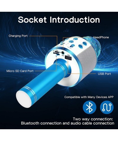 Handheld Bluetooth Karaoke Microphone-Kids Birthday Wireless Mic Singing Toys-Gifts for Age 3 4 5 6 7 8 9 10 Years Old Girls ...