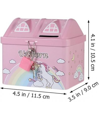 2pcs Unicorn Piggy Bank Rainbow House Shape Iron Coin Bank Money Saving Pot Box with Padlock for Birthday Gift Kids Home Deco...