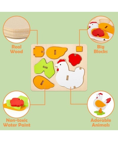 Wooden Puzzles Preschool Learning & Education Toys for Toddler 1-3 Year Old 3D Animal Shape Jigsaw Puzzle Montessori Stem Tra...