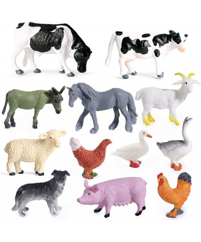 12Pcs Mini Farm Animal Figurines Realistic Farm Animal Figures Toys Plastic Farm Barn Animals Playset Miniature Farm Animal T...