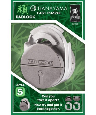 Padlock Hanayama Cast Metal Brain Teaser Puzzle (Level 5) Puzzles For Kids & Adults Ages 12 & Up Green $17.55 Brain Teaser Pu...