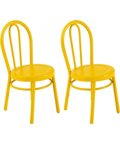 2 Pcs Miniature Yellow Dinning Chair 1:12 Scale Mini Metal Chairs for DIY Dollhouse Kitchen Furniture Decoration $21.72 Dollh...