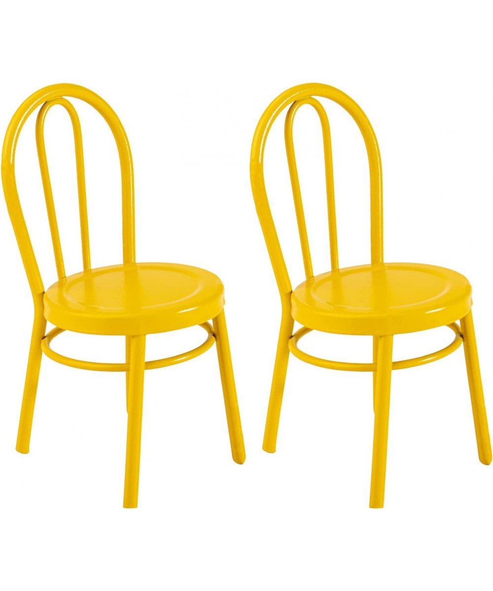 2 Pcs Miniature Yellow Dinning Chair 1:12 Scale Mini Metal Chairs for DIY Dollhouse Kitchen Furniture Decoration $21.72 Dollh...