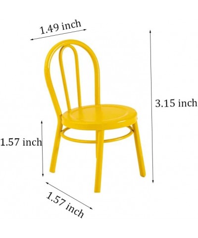 2 Pcs Miniature Yellow Dinning Chair 1:12 Scale Mini Metal Chairs for DIY Dollhouse Kitchen Furniture Decoration $21.72 Dollh...