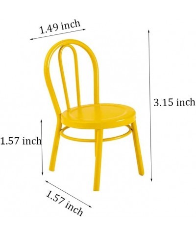 2 Pcs Miniature Yellow Dinning Chair 1:12 Scale Mini Metal Chairs for DIY Dollhouse Kitchen Furniture Decoration $21.72 Dollh...