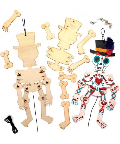 AT108 Wooden Skeleton Puppet Kit - Pack of 4 Wood Craft Kit for Kids Day of The Dead Arts Activities $17.09 Kids' Drawing & W...