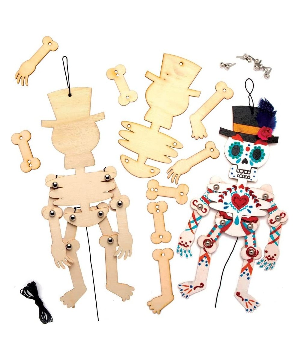 AT108 Wooden Skeleton Puppet Kit - Pack of 4 Wood Craft Kit for Kids Day of The Dead Arts Activities $17.09 Kids' Drawing & W...