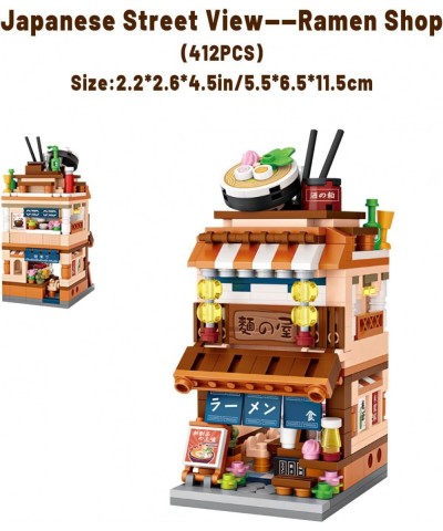 Japanese Street View Shop Building Blocks House Toy 4 Models Mini DIY Building Blocks Model MOC Construction Toy Gift for 6-1...