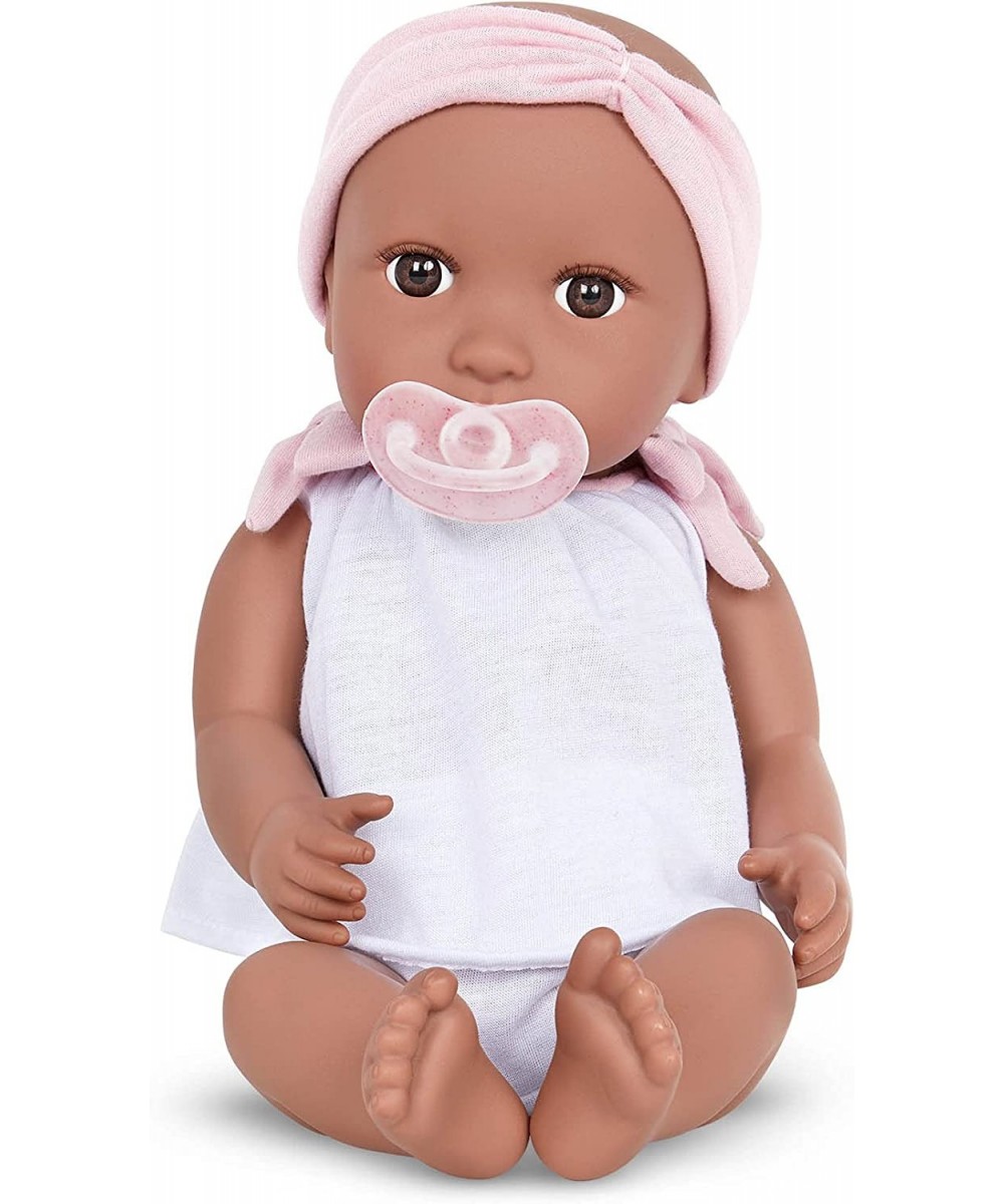 by Battat – 14-inch Newborn Baby Girl Doll Soft Body – Deep-Medium Skin Tone Brown Eyes – Removable Outfit – Matching Pink He...