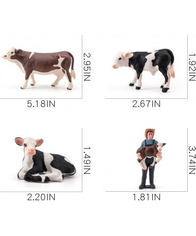 Cows Toys for Kids 4PCS Realistic Simmental Cow Holstein Calf Lying Calf Cake Topper Farm Animal Set Decor Collection School ...