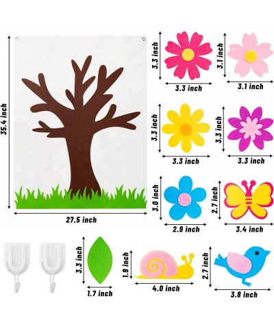 49Pcs DIY Spring Tree Felt Board Craft Kit Flower Leaf Butterfly Snail Bird Detachable Ornaments Spring Party Decoration for ...