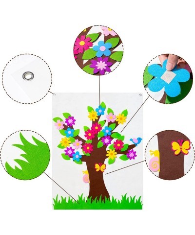 49Pcs DIY Spring Tree Felt Board Craft Kit Flower Leaf Butterfly Snail Bird Detachable Ornaments Spring Party Decoration for ...