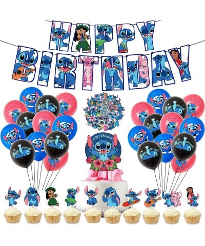 Baby Stitch Party Decorations Birthday Party Supplies Include Happy Birthday Banner Stitch Balloons Stitch Cupcake Topper Cak...