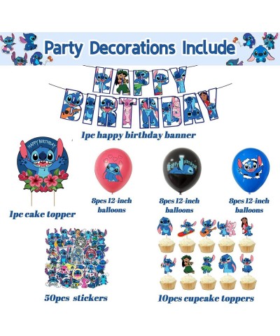 Baby Stitch Party Decorations Birthday Party Supplies Include Happy Birthday Banner Stitch Balloons Stitch Cupcake Topper Cak...