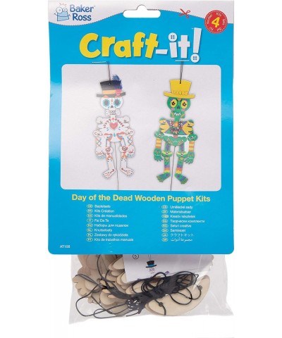 AT108 Wooden Skeleton Puppet Kit - Pack of 4 Wood Craft Kit for Kids Day of The Dead Arts Activities $17.09 Kids' Drawing & W...