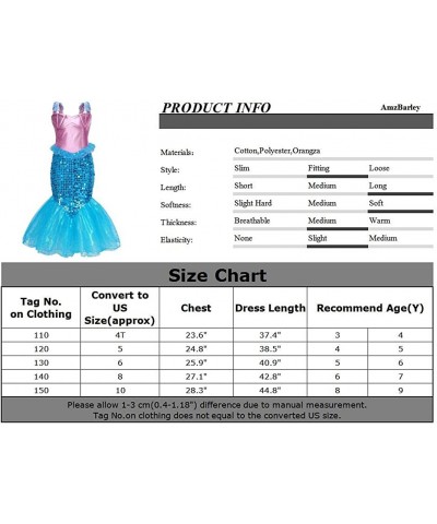 Mermaid Dress for Girls Halloween Mermaid Costume Birthday Party Dress Up Outftis with Accessories $45.74 Kids' Costumes