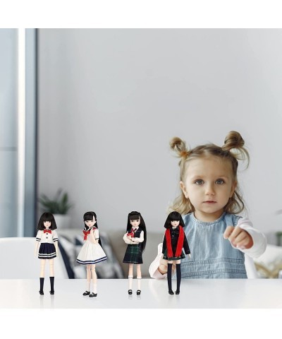 10 inch 1/6 Scale Student Series Ball Jointed Doll with Black Hair Wearing British Style School Uniform Socks Shoes 18 Flexib...