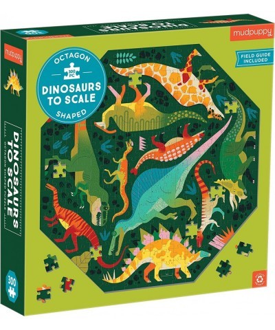 Mudpuppy’s Dinosaurs to Scale 300 Piece Octagon Shaped Puzzle Multi-Directional Artwork can be Pieced Together from Any Side ...