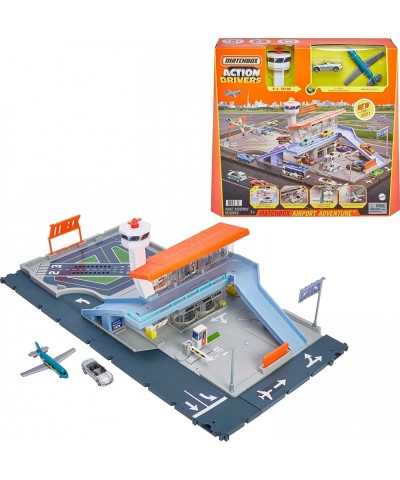 Action Drivers Airport Adventure & Action Drivers Fuel Station Playset for Kids 3 Years Old & Up with 1 1:64 Scale Vehicle Fi...