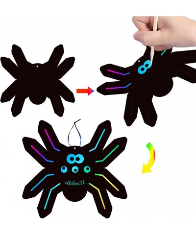 Scratch Paper Craft for Kids - 48 Pcs Halloween Magic Rainbow Scratch Paper Off Cards Set for Kids Crafts Arts Supplies Hallo...