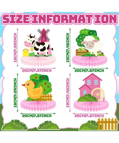 9 Pack Farm Animals Honeycomb Centerpieces Pink Farm Themed Birthday Party Supplies Barn Party Decorations Table Toppers 3D B...