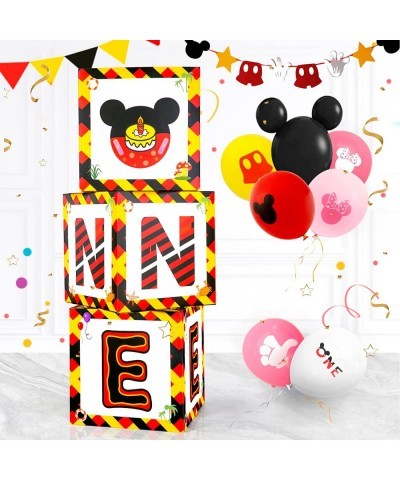 ONE Balloon Boxes Decorations for 1st Birthday 11Pcs Baby First Birthday Decor Mickey Mouse Cartoon Theme Set with 7 Balloons...