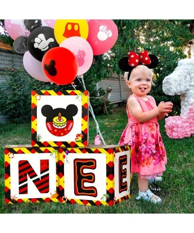 ONE Balloon Boxes Decorations for 1st Birthday 11Pcs Baby First Birthday Decor Mickey Mouse Cartoon Theme Set with 7 Balloons...