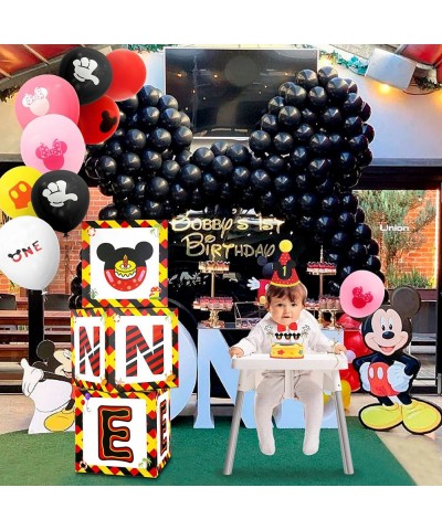 ONE Balloon Boxes Decorations for 1st Birthday 11Pcs Baby First Birthday Decor Mickey Mouse Cartoon Theme Set with 7 Balloons...